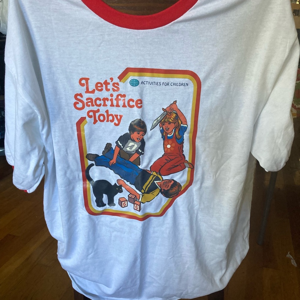 Graphic white red ringer tee